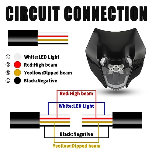 Dirt Bike LED Headlight,Universal Motorcycle Head Lamp Kit Compatible With Motocross Pit Bike Enduro ATV Supermoto 150 250 350 450 500 SX XCW EXC SXF XC SMC R 690(Black) - color: 16-5LED Black