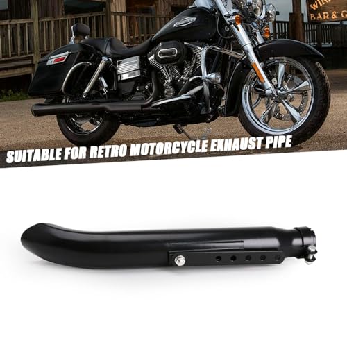 Baking Paint Universal Motorcycles Slash Cut Exhaust Tip Muffler Pipe for 1-3/8", 1-1/2"(1.5 inch), 1-5/8" and 1-3/4"(1.75 inch) Chopper Cafe Racer Loud black(one piece)