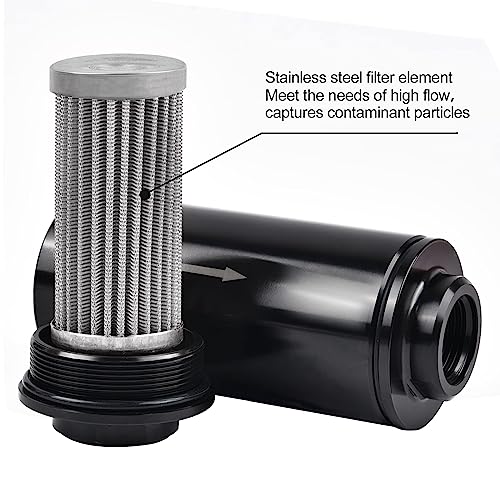 EVIL ENERGY Inline Fuel Filter 100 Micron with 6AN 8AN 10AN Adapter Universal 50MM