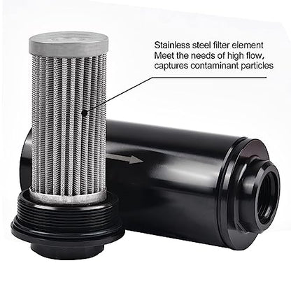 EVIL ENERGY Inline Fuel Filter 100 Micron with 6AN 8AN 10AN Adapter Universal 50MM