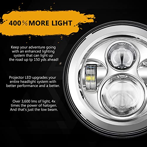 SUNPIE 7 inch Head light Compatible with H_arley Street Glide/Tri Glide, Compatible with Road King - color: Chrome