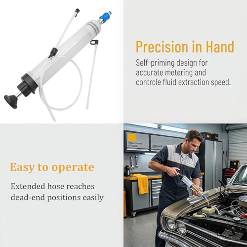 500cc Car Fluid Extractor with 39.3" Long Hose, Manual Vehicle Brake Fluid Pump with Extension Tubes, Portable Automotive Oil Change Extractor Syringe, Universal for SUV Van Truck