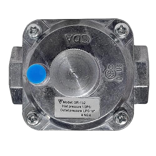 1/2 Inch Natural Gas Pressure Regulator with 2 Brass Fittings - size: 1/2