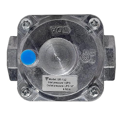 1/2 Inch Natural Gas Pressure Regulator with 2 Brass Fittings - size: 1/2