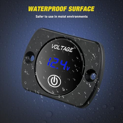 Nilight 12V LED Display Voltmeter with Touch Switch Waterproof - color: Blue w/Touch Switch