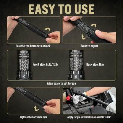 1/2 Torque Wrench 10-150 ft-lb, Click Torque Wrench 1/2 Drive - size: 1/2"DR. 10~150 FT-LB