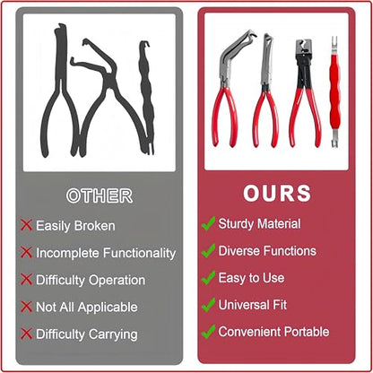 6-Pcs Electrical Disconnect Pliers Set for Cars, Auto Connector Tool