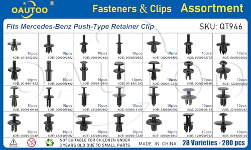 280pcs for Mercedes Benz Body Push-Type Retainer Bumper Cover Fender Liner Hood Insulation & Cowl Grille Retainer Trunk Trim & General Purpose Push-Type Clip