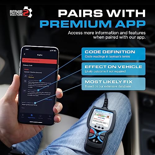 BLCKTEC 420 Bluetooth OBD2 Scanner Diagnostic Tool - Vehicle Code Reader for Car - Clears Check Engine Light - Comes with Premium OBD App On IOS & Android - Works For All Cars 1996 & Newer - size: 1.8 inches