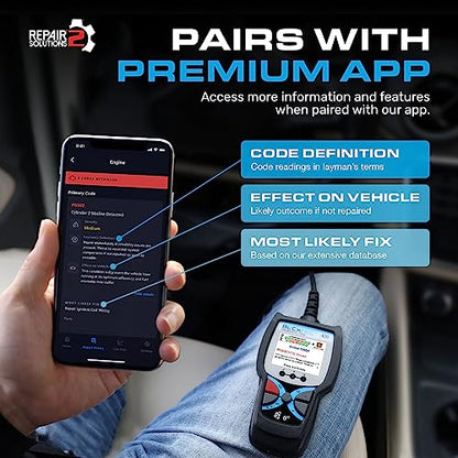 BLCKTEC 420 Bluetooth OBD2 Scanner Diagnostic Tool - Vehicle Code Reader for Car - Clears Check Engine Light - Comes with Premium OBD App On IOS & Android - Works For All Cars 1996 & Newer - size: 1.8 inches
