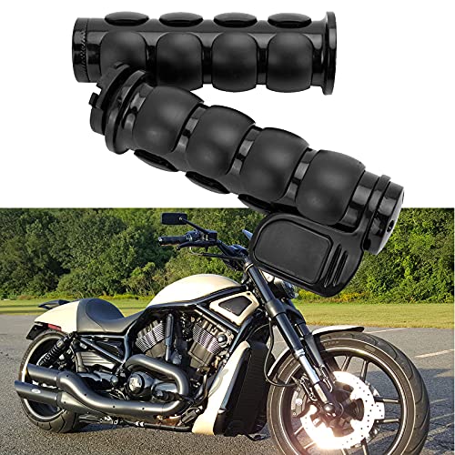 Pair of 1" Dual Black Motorcycle Bar End Hand Grips Handlebar Compatible with Cruisers Harley Yamaha Suzuki - color: Black#2