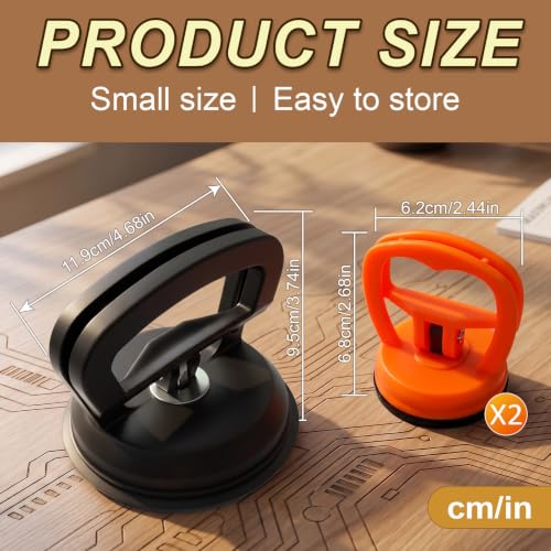 Dent Puller Kit 3-Pack - Car Dent Remover Tool with 1 Large Black & 2 Small Orange Suction Cups, Paintless Dent Repair Kit for Car Body, Glass Lifting, Tile Puller, Sheet Metal & Moving Objects