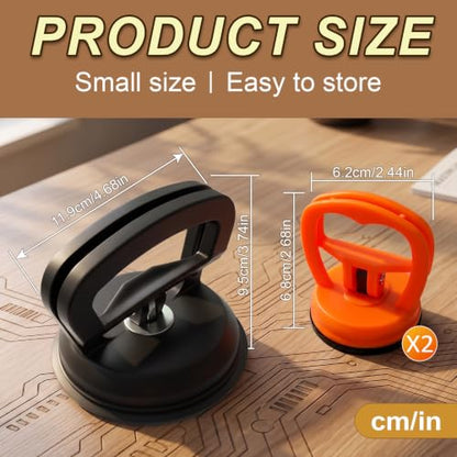 Dent Puller Kit 3-Pack - Car Dent Remover Tool with 1 Large Black & 2 Small Orange Suction Cups, Paintless Dent Repair Kit for Car Body, Glass Lifting, Tile Puller, Sheet Metal & Moving Objects