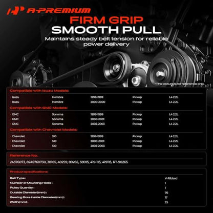 A-Premium Belt Tensioner Assembly with Pulley Compatible with Chevrolet
