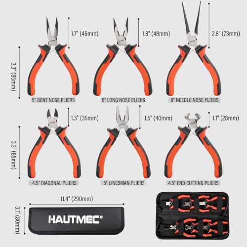 HAUTMEC 6-Piece Mini Pliers Set, High Leverage Small Jewelry Pliers Set - color: 6pcs Mini Plier Set