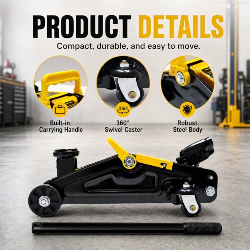 2 Ton Low Profile Hydraulic Floor Jack, Single Piston Heavy Duty Steel Car Jack, 4000LBS, Lift Range 5.7" to 10.8", for Sedan, SUV, MPV and Standard Pickup, Garage Tire Repair - size: 2T