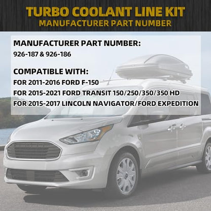 Dasbecan Turbo Coolant Line Kit Passenger and Driver Both Side 926-186