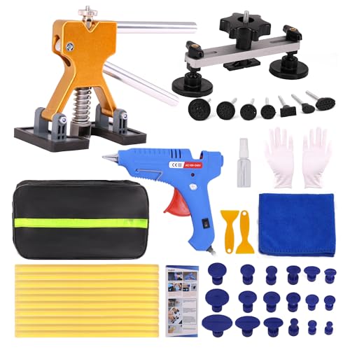 Car Dent Puller Kit,53PCS Dent Repair Tool,Paintless Dent Removal with Golden Lifter,Bridge Puller - style: 53PCS