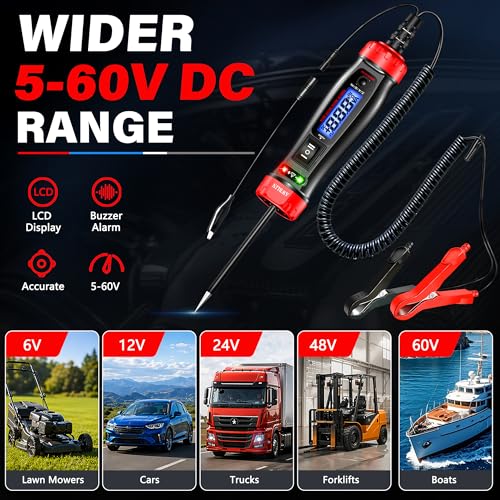 AWBLIN Power Circuit Probe Tester, 5-60V DC Digital Automotive Test Light