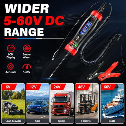 AWBLIN Power Circuit Probe Tester, 5-60V DC Digital Automotive Test Light