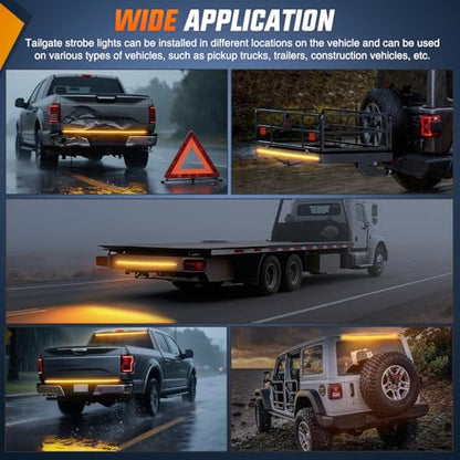 Nilight 60 Inch 360 LED Tailgate Strobe Light Strip Amber - color: 60" Tailgate Strobe Amber