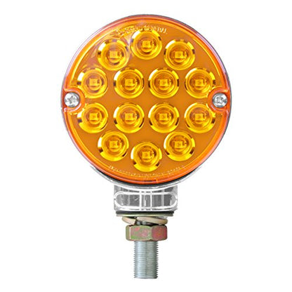 GG Grand General 75191 Amber/Amber 3 inches Double Face Pearl LED Pedestal Light, 14 High Power LEDs Per Side, 12V - color: Amber/Amber