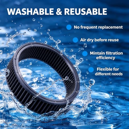 14"x3" Round Air Cleaner Filter Element High Flow (Black) - size: 14" x 3" Black