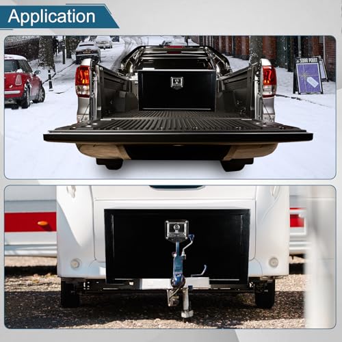 30"X14"X16" Underbody Utility Tool Box Truck Box Black Heavy Duty Steel Trailer Box Pick Up Storage Organizer w/Lock & Keys - size: 30"x14"x16"