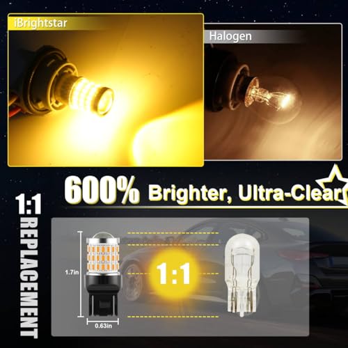iBrightstar 7443 LED Bulb Amber, 7440 LED Turn Signal Bulbs Super Bright for Vehicle Blinker Lights and Turn Signal Lights, 2 Pack - color: Amber, size: 7443