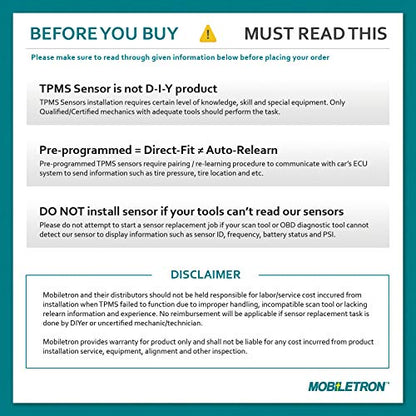 MORESENSOR Compact PRO Series 433MHz TPMS Tire Pressure Sensor 4-Pack | Preprogrammed for Select 20+ Japanese Brand Models | Replacement for 42753-T6N-A01 | Clamp-in | KX-S158-4