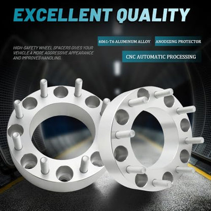 IRONTEK 8x180mm Wheel Spacers Compatible for Chevrolet Silverado 1500 2500 3500, for Chevrolet Suburban 2500; for GMC Savana 3500, Sierra, 8x6.5 2 inch Thread Pitch M14x1.5 Hub Bore 126.15mm 2PCS - size: 8x180-2PCS