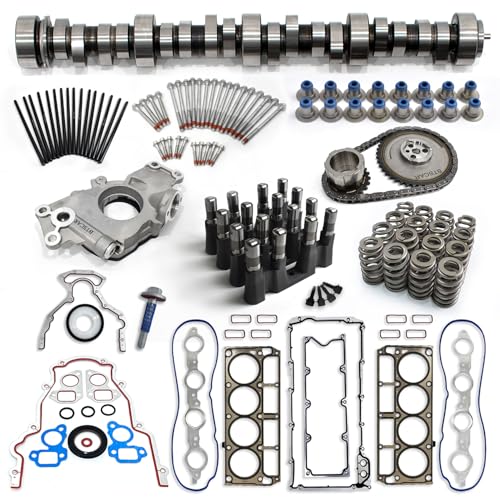 E1840P Stage 2 Camshaft Kit with Lifters| Head Gaskets | Springs | Pushrods | Seals | Bolts Set | Oil Pumps | Chain Compatible with 1997-2006 LS 4.8/5.3/5.7/6.0 GMC Chevrolet Sierra Tahoe - color: Stage 2 Camshaft Kit-Complete