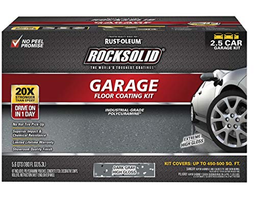 Rust-Oleum RockSolid Garage Floor Coating Kit, Dark Gray, 2.5 Car Kit - color: Dark Gray, size: 2.5 Car