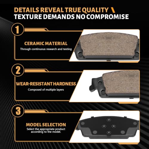 D1707 Rear Ceramic Brake Pads Kit Fit For Cadillac Escalade 2015-2020, For Chevrolet Silverado 1500 2014-2018, For Chevrolet Suburban/Tahoe 2015-2020, For GMC Sierra 1500 2014-2018 - size: HZ1707