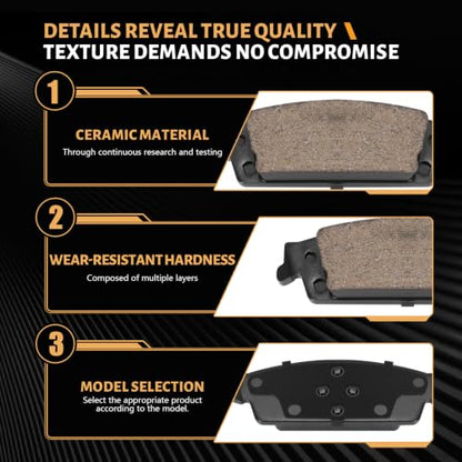 D1707 Rear Ceramic Brake Pads Kit Fit For Cadillac Escalade 2015-2020, For Chevrolet Silverado 1500 2014-2018, For Chevrolet Suburban/Tahoe 2015-2020, For GMC Sierra 1500 2014-2018 - size: HZ1707