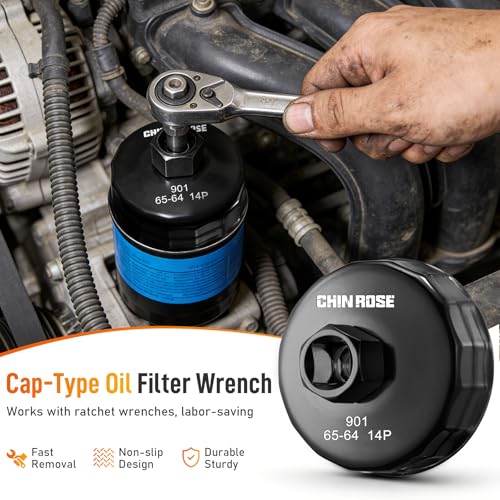 64-65mm Oil Filter Wrench, 14 Flutes, 1/2 Inch Square Drive