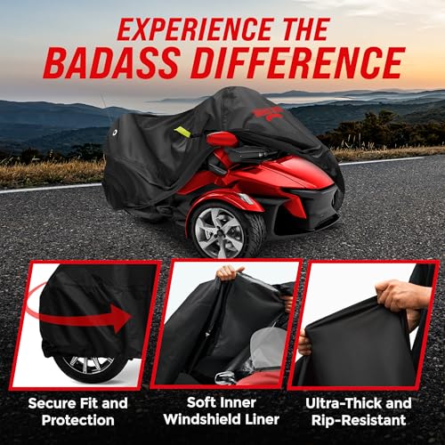 Badass Moto Waterproof for Can-Am Spyder RT Limited Cover 2020-2026, Black - color: Badass Black, size: [SPYDER RT 2020+] 112"L x 62"W x 57"H
