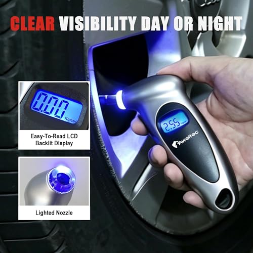 Digital Tire Pressure Gauge,Accurate Cars Air Gauge 150 PSI,Silver - color: Silver(1PK), size: 1 Pack