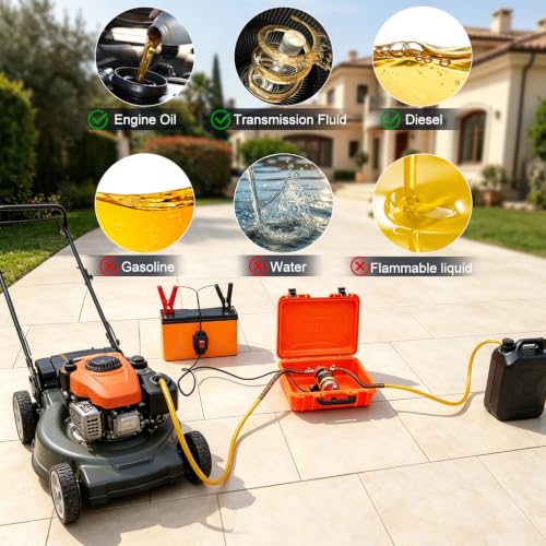 12/24V 100W Electric Oil Change Extractor Pump, Fluid Transfer Pump for Boats, Trucks, Cars, RVs, Lawnmowers - color: Orange-B