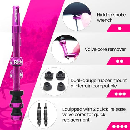 RideNow 85 mm Tubeless Presta Valve Stems, 7075 Aluminum, Purple, Pair - color: Purple, size: 85mm