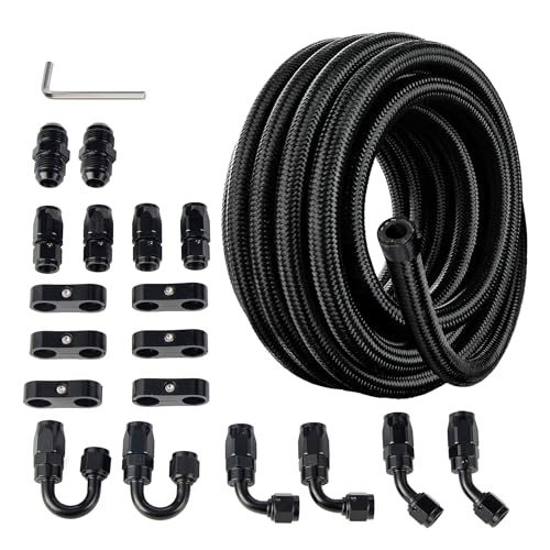 EVIL ENERGY 10AN Fuel Line Kit CPE Nylon Braided Fuel Hose Fitting Kit 20FT - size: 10AN 20FT