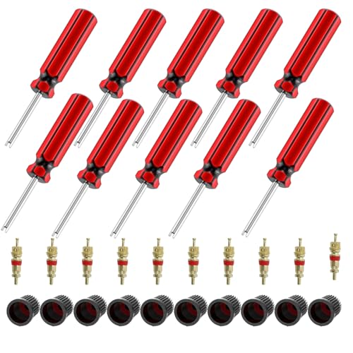 5 Pcs Valve Core Removal Tool,Spool Removal and Installation Tool, 5Valve Stem Core/Spool, 5Stem Caps fit for Most Automotive Car Motorcycle Truck Bike Tire (15)
