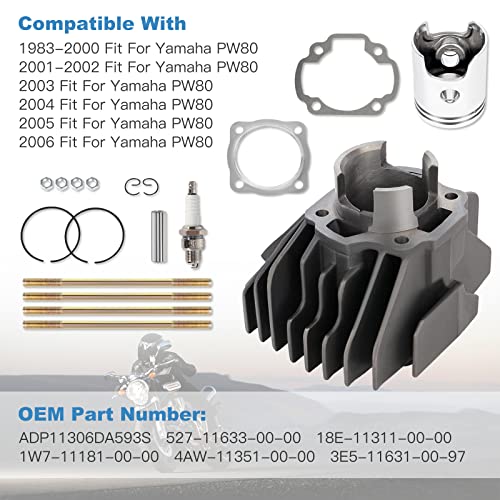 ECCPP 79CC Cylinder Piston Ring Gasket 1983-2006 for Yamaha for PW80 - size: 527-11633-00-00