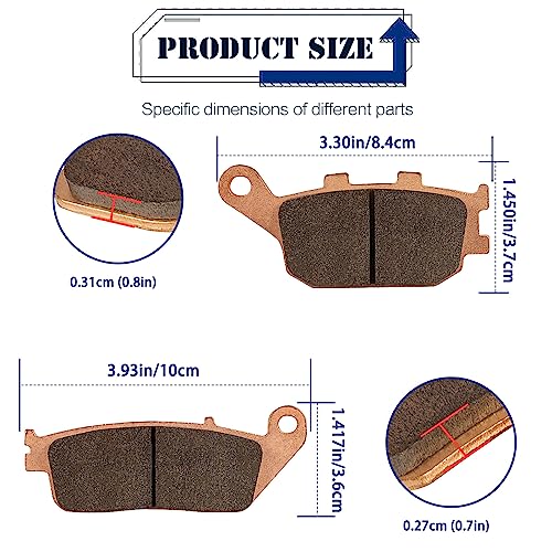 Sintered Brake Pads for Honda VTX1300 2004-2011/Shadow 1100/VT1300 CX Fury 2010-2021/VT1300 CR CS Sabre 2010-2014/VT1100C2 ACE Sabre 1995-2007 - style: Sintered Metal
