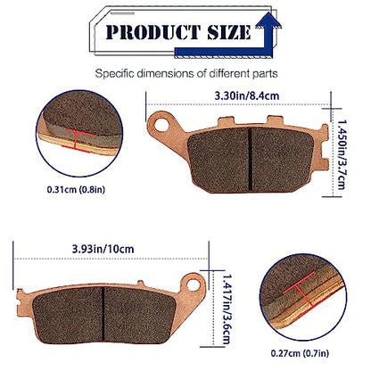 Sintered Brake Pads for Honda VTX1300 2004-2011/Shadow 1100/VT1300 CX Fury 2010-2021/VT1300 CR CS Sabre 2010-2014/VT1100C2 ACE Sabre 1995-2007 - style: Sintered Metal