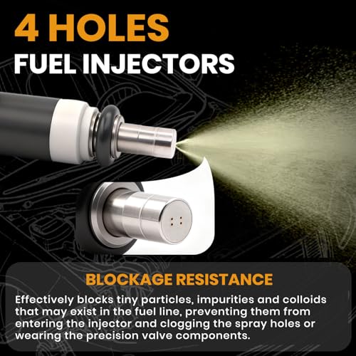 Fuel Injectors FJ1058 Compatible with Chrysler Jeep L4 2.0L 2.4L 2007-2017 - size: FJ1058 4P
