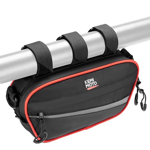 KEMIMOTO UTV Roll Cage Storage Bag Universal 1680D Grab Handle Storage Bag Dimensions 11" x 5" Side by Side Accessories Compatible with UTV, ATV, Bike, Off-road Vehicle, Black and Red - color: Black+Red