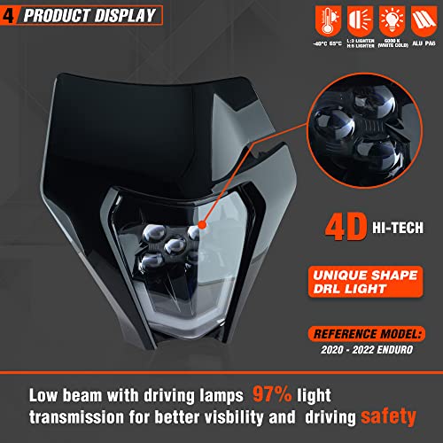 Dirt Bike Led Headlight Motorcycle 2020-2022 Enduro Headlight Kit for EXC EXCF SX SXF XC XCF XCW XCFW (Black-Dual 5) - color: Black-Dual 5
