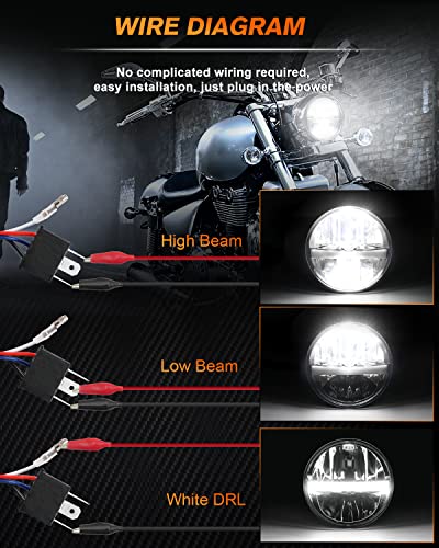 UNI-SHINE Motorcycle 5.75 inch LED Headlight 5-3/4'' DOT Approved with DRL High Low Beam Plug and Play Motor Bike Classic Headlamp - size: 1PC