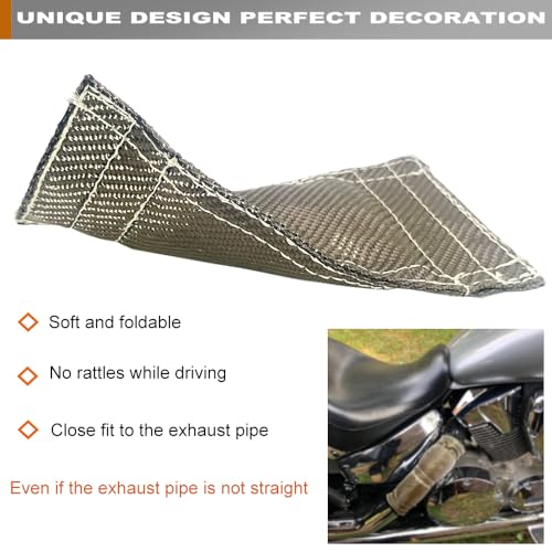 Titanium Pipe Heat Shield 4'' x 8'' Exhaust Heat Wrap Motorcycle Heat Guard Cover with 2 PCS Stainless Steel Clamps - size: 4'' x 8''